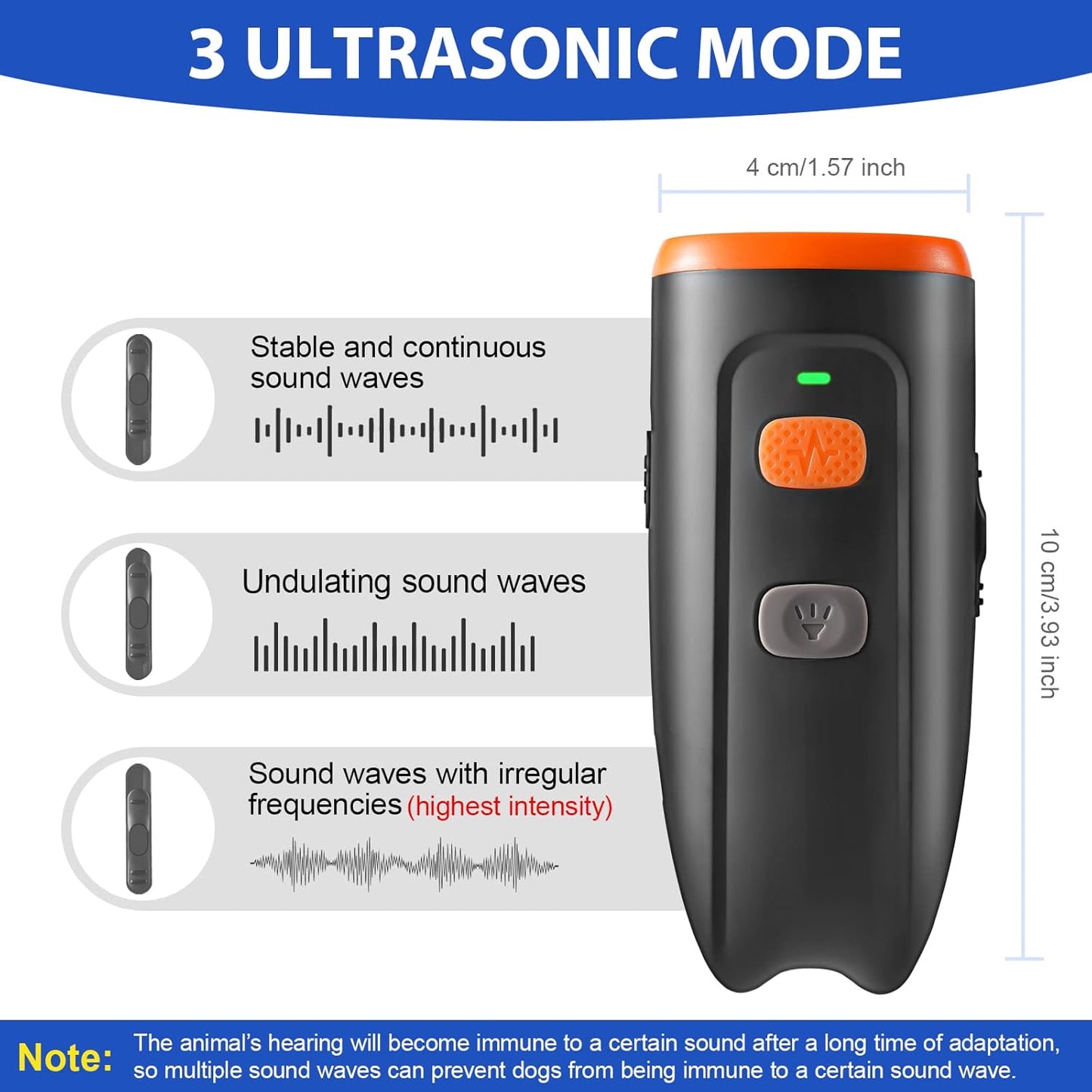 Ultrasonic Dog Barking Control Device, anti Barking Device Dog Barking Silencer with LED Light, 3 Training Modes Dog Bark Deterrent Devices 20Ft Range Dog Training & Behavior Aids W/Sos