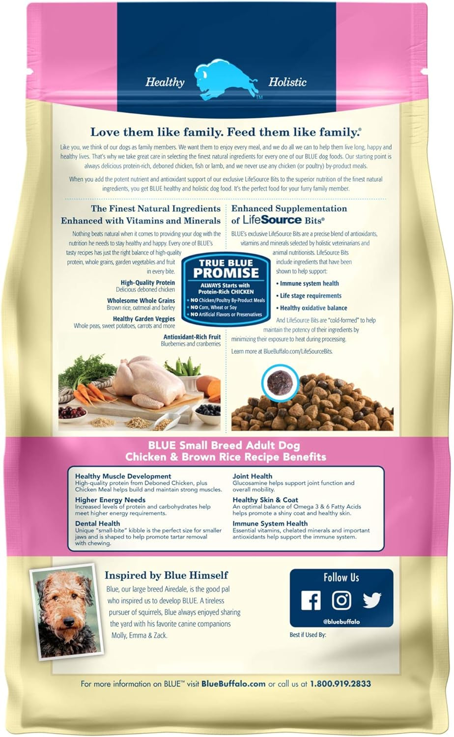 Blue Buffalo Life Protection Formula Natural Adult Small Breed Dry Dog Food, Chicken and Brown Rice 6-Lb