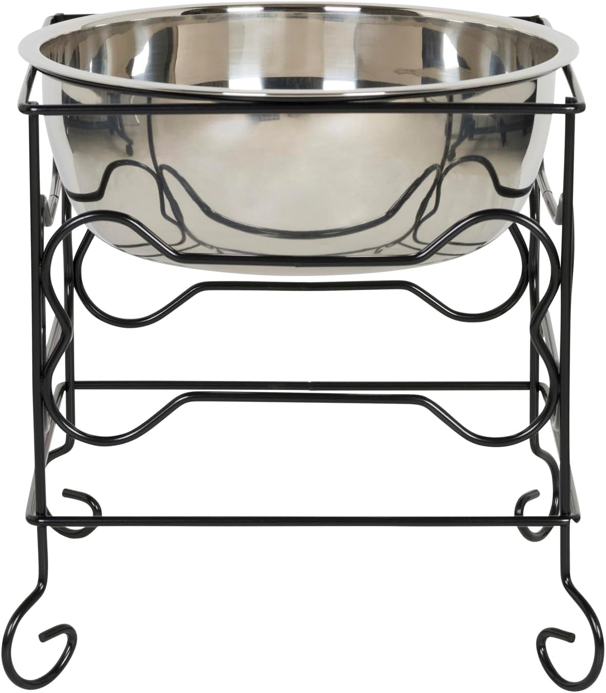 YML Elevated Stainless Steel Dog & Cat Bowl with Black Wrought Iron Stand, 10-Inch (10.75 Cups)