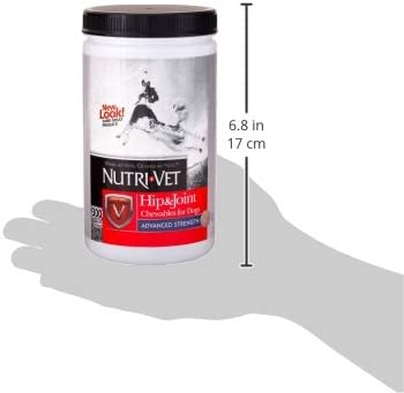 Nutri-Vet Advanced Strength Hip & Joint Chewable Dog Supplements - Formulated with Glucosamine & Chondroitin to Support Dog Cartilage & Mobility - 300 Tablets