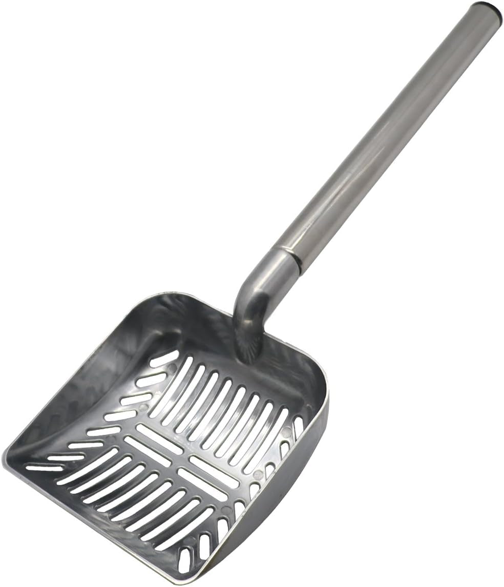 TOYPOPOR Stainless Steel Cat Litter Scoop 23 Inches Telescoping Litter Scoop with Long Handle Perfect Scooper for Cats and Dogs