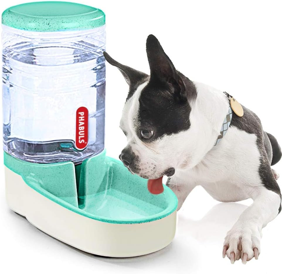Dog Water Dispenser 1 Gallon Pet Water Dispenser Automatic Cat Feeder Large Capacity for Small and Medium Sized Pets(Green Water)