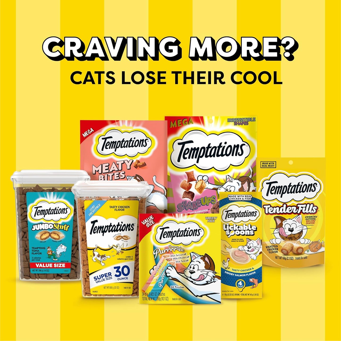 Temptations Creamy Puree with Beef Liver and Cheese, Variety Pack of Lickable, Squeezable Cat Treats, 0.42 Oz Pouches, 24 Count