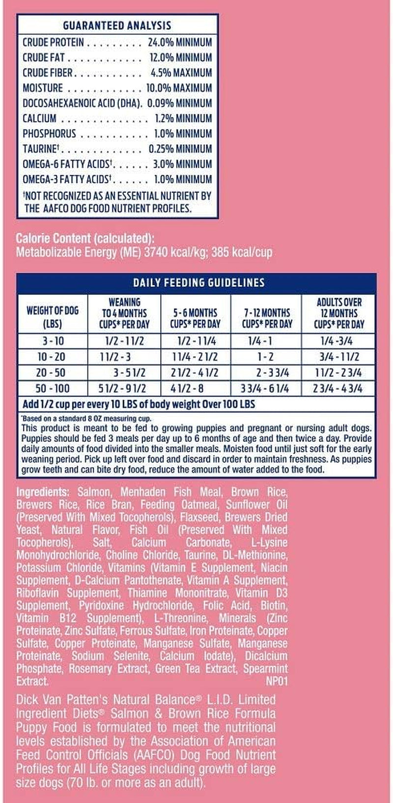 Natural Balance Limited Ingredient Puppy Dry Dog Food with Healthy Grains, Salmon & Brown Rice Recipe, 24 Pound (Pack of 1)