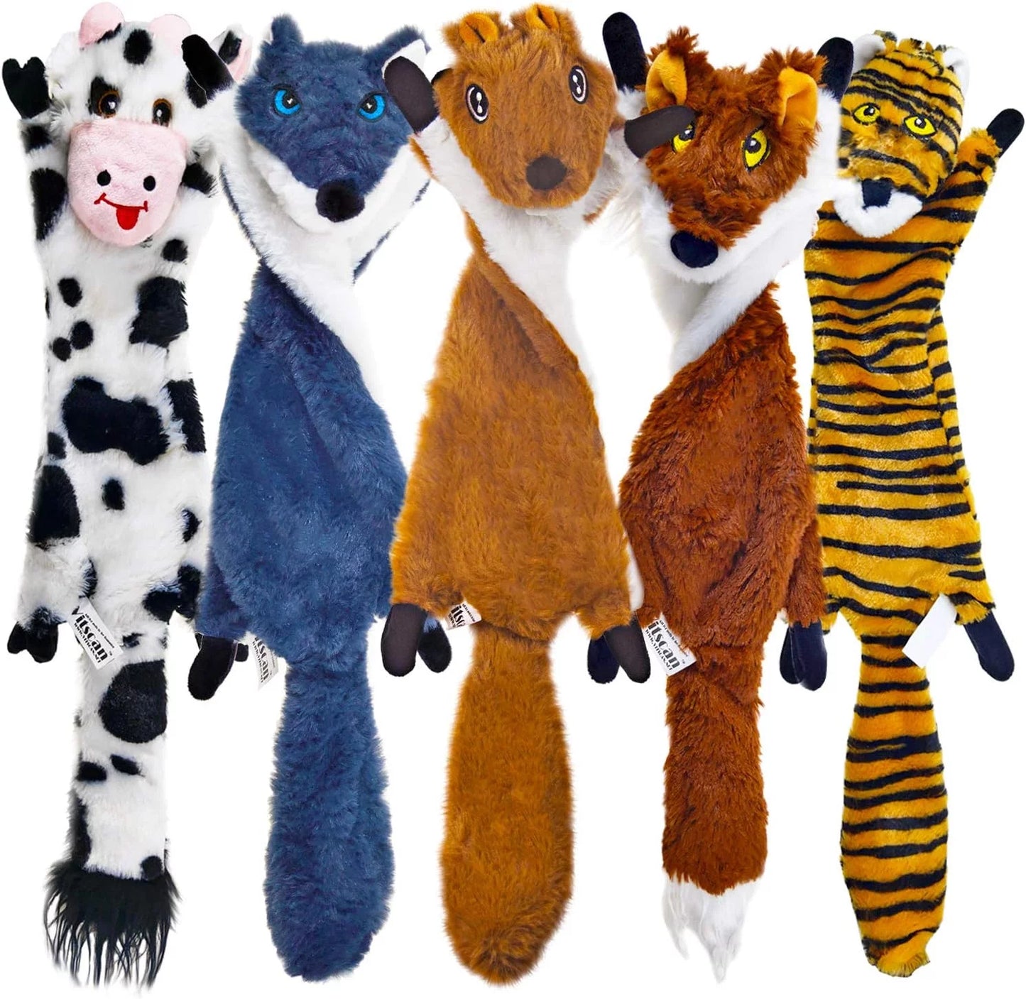 Dog Squeaky Toys 5 Pack Pet Crinkle Toy No Stuffing Animals Plush Dog Chew for Large and Medium Doggie Teething for Boredom