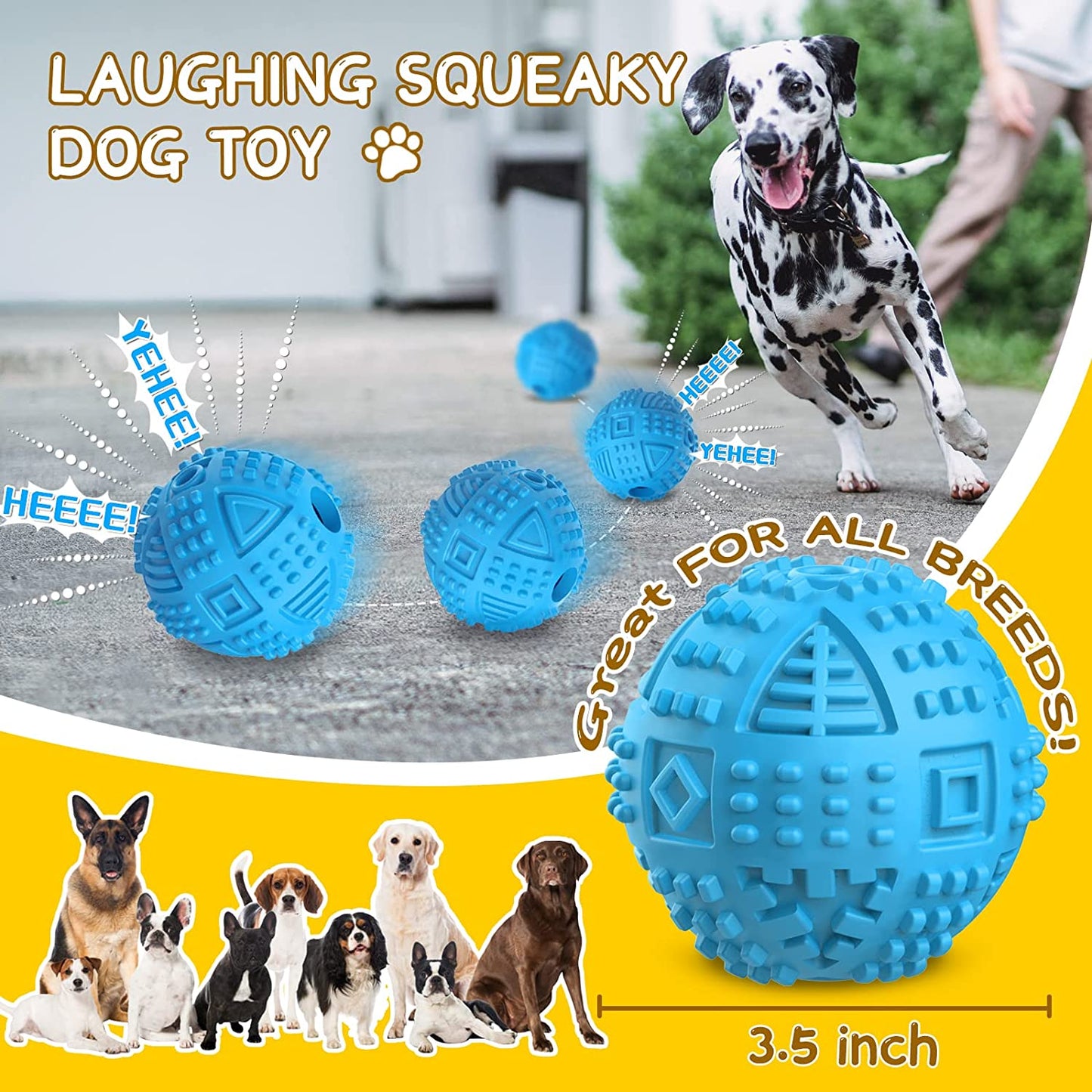 LEGEND SANDY Dog Balls Treat Dispensing Dog Toys for Aggressive Chewers Large Breed, Nearly Indestructible Squeaky Puppy Chew Toys for Largebreeds, Natural Rubber Doggie Puzzle Toys, Pet Treat Ball