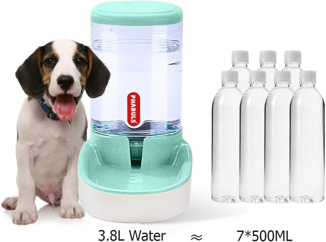 Dog Water Dispenser 1 Gallon Pet Water Dispenser Automatic Cat Feeder Large Capacity for Small and Medium Sized Pets(Green Water)