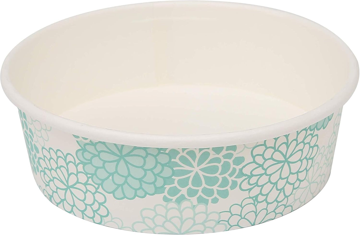 Glad Pets Disposable Small Dog Bowls, Teal Pattern, 1.75 Cup Feeding Size, 25 Count - Leakproof and Dishwasher Safe