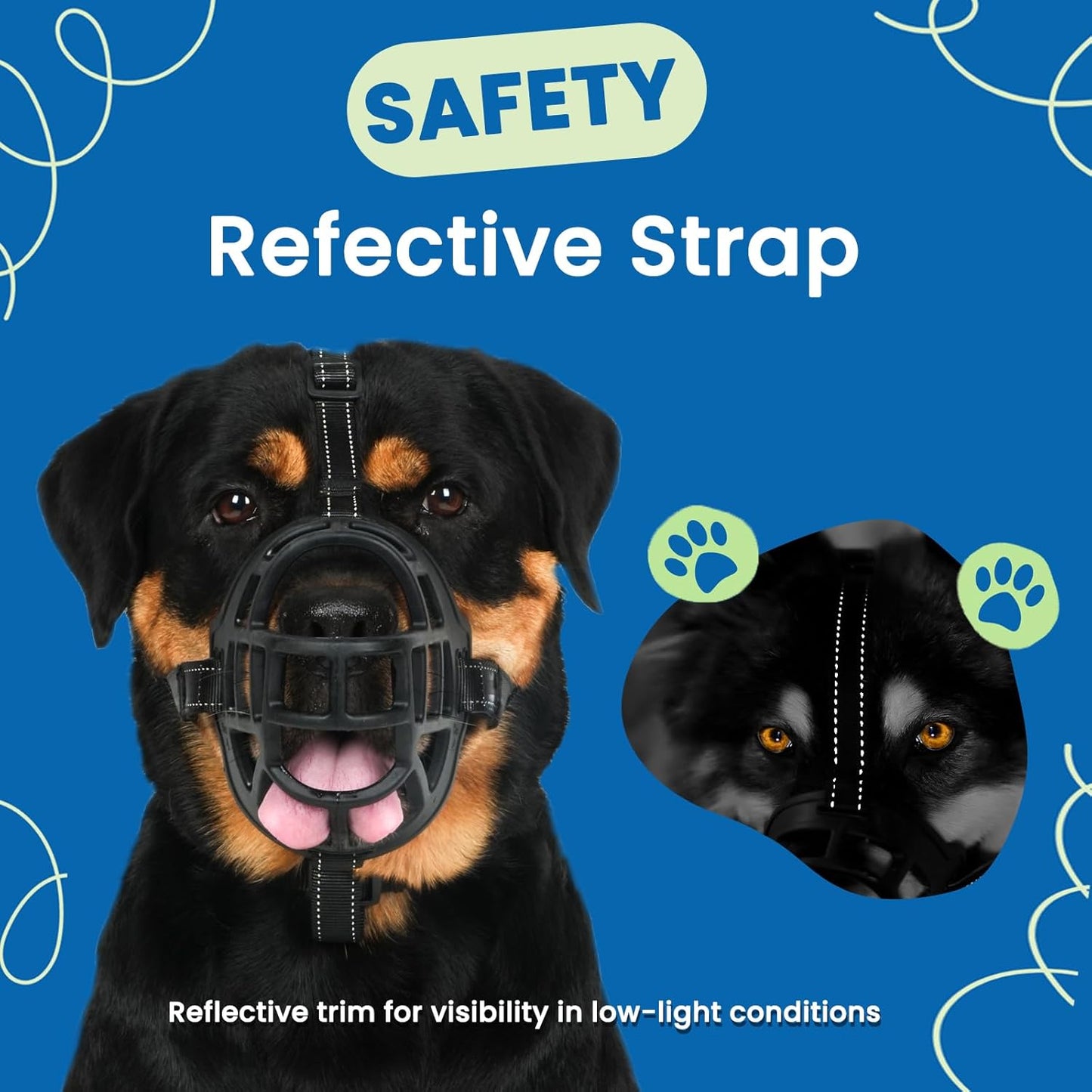 BARKLESS Dog Muzzle, Soft Basket Silicone Muzzle for Dogs, Best to Prevent Biting and Chewing, Breathable Cage Mouth Cover for Training, Allows Drinking and Panting, Used with Collar