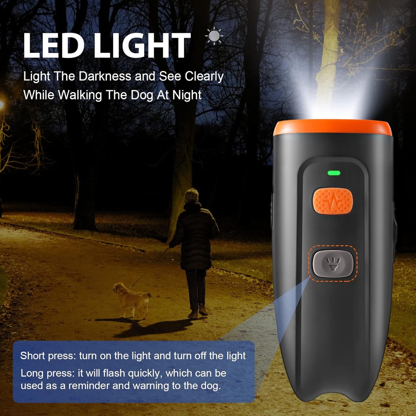 Ultrasonic Dog Barking Control Device, anti Barking Device Dog Barking Silencer with LED Light, 3 Training Modes Dog Bark Deterrent Devices 20Ft Range Dog Training & Behavior Aids W/Sos