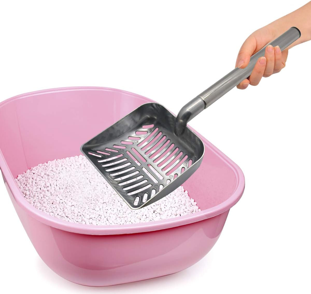 TOYPOPOR Stainless Steel Cat Litter Scoop 23 Inches Telescoping Litter Scoop with Long Handle Perfect Scooper for Cats and Dogs