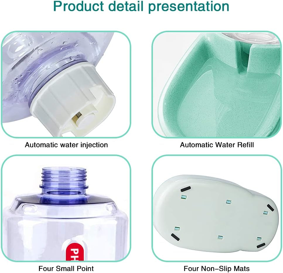 Dog Water Dispenser 1 Gallon Pet Water Dispenser Automatic Cat Feeder Large Capacity for Small and Medium Sized Pets(Green Water)