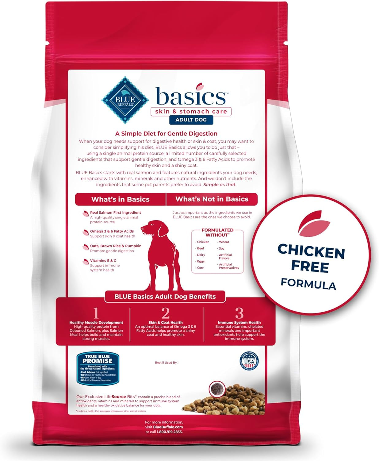 Blue Buffalo Basics Grain-Free Dry Dog Food for Adult Dogs, Limited Ingredient Diet, Salmon Recipe, 22-Lb. Bag