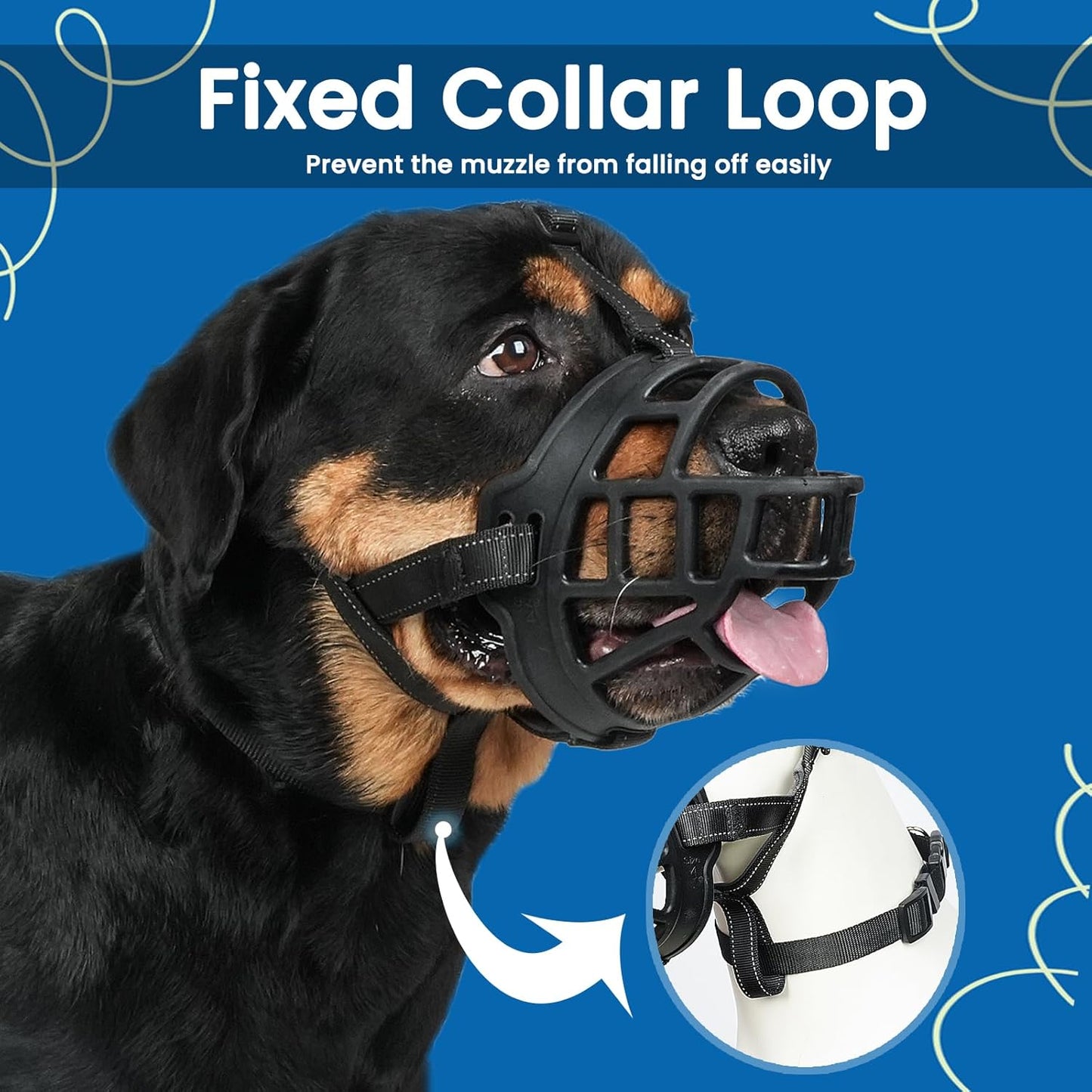 BARKLESS Dog Muzzle, Soft Basket Silicone Muzzle for Dogs, Best to Prevent Biting and Chewing, Breathable Cage Mouth Cover for Training, Allows Drinking and Panting, Used with Collar