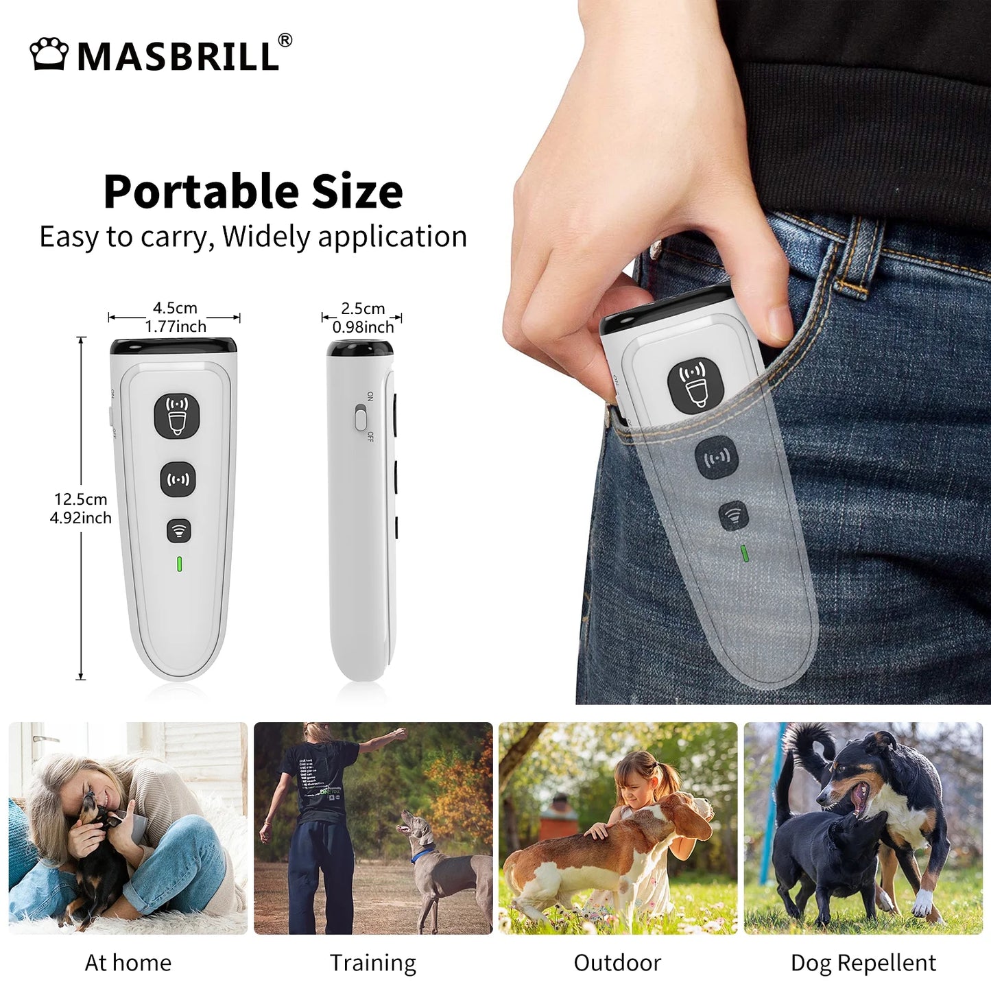 Ultrasonic anti Barking Device, Handheld Dog Bark Deterrent Device Stops Bad Behavior, Alternative to Painful Dog Shock Collar ,Grey