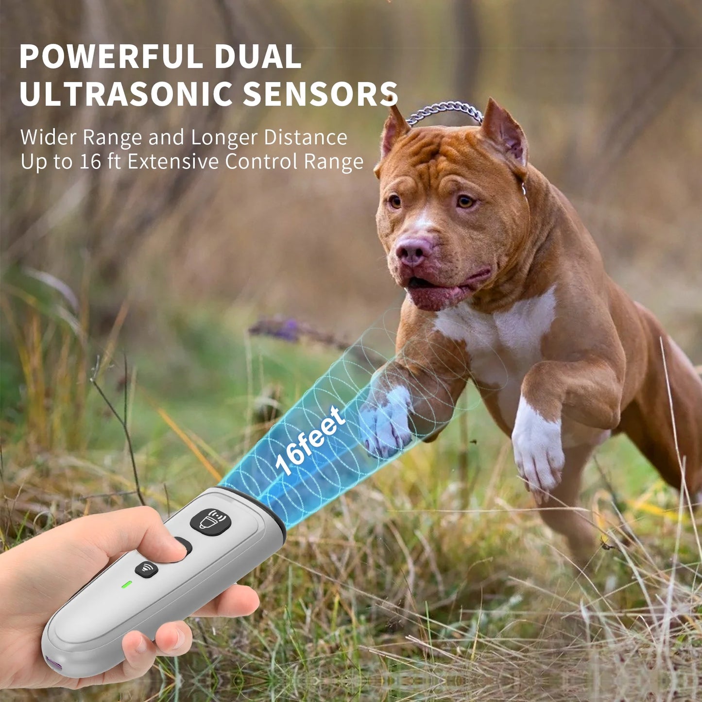 Ultrasonic anti Barking Device, Handheld Dog Bark Deterrent Device Stops Bad Behavior, Alternative to Painful Dog Shock Collar ,Grey