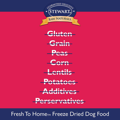 Stewart Raw Naturals Freeze Dried Dog Food Grain Free Made in USA with Beef, Fruits, & Vegetables for Fresh to Home All Natural Recipe, 24 Oz.