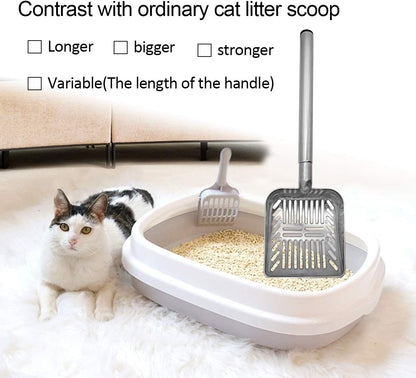 TOYPOPOR Stainless Steel Cat Litter Scoop 23 Inches Telescoping Litter Scoop with Long Handle Perfect Scooper for Cats and Dogs