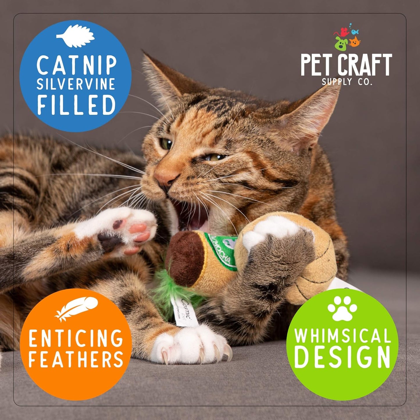 Pet Craft Supply Silly Snacks and Funny Food Crinkle Cuddling Catnip and Silvervine Interactive Cat Toys - Great for Indoor Cats, Kittens or Medium Breeds