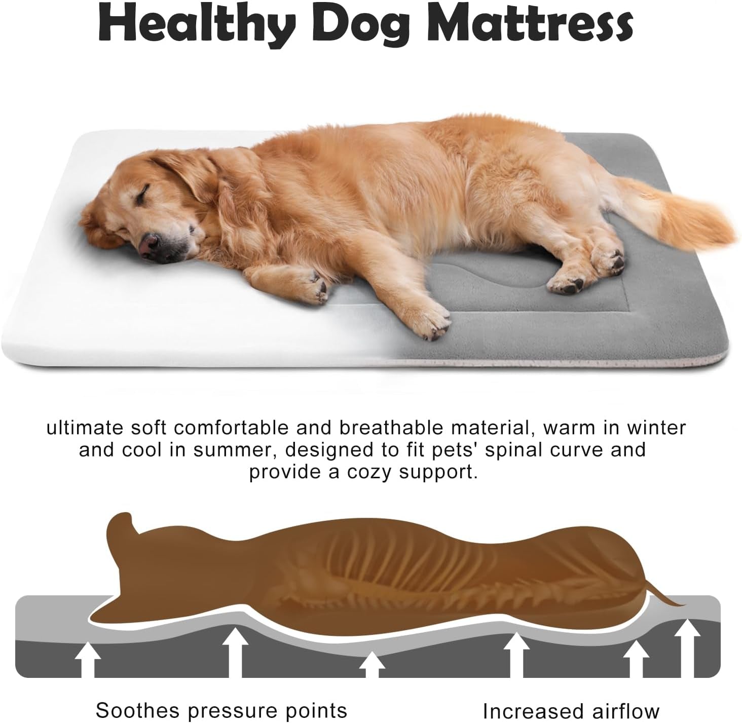 Joicyco Large Dog Bed Soft Dog Crate Pad Mat 42 in Non-Slip Bottom Washable Dog Sleeping Mattress Pet Beds Cat Beds Kennel Pads