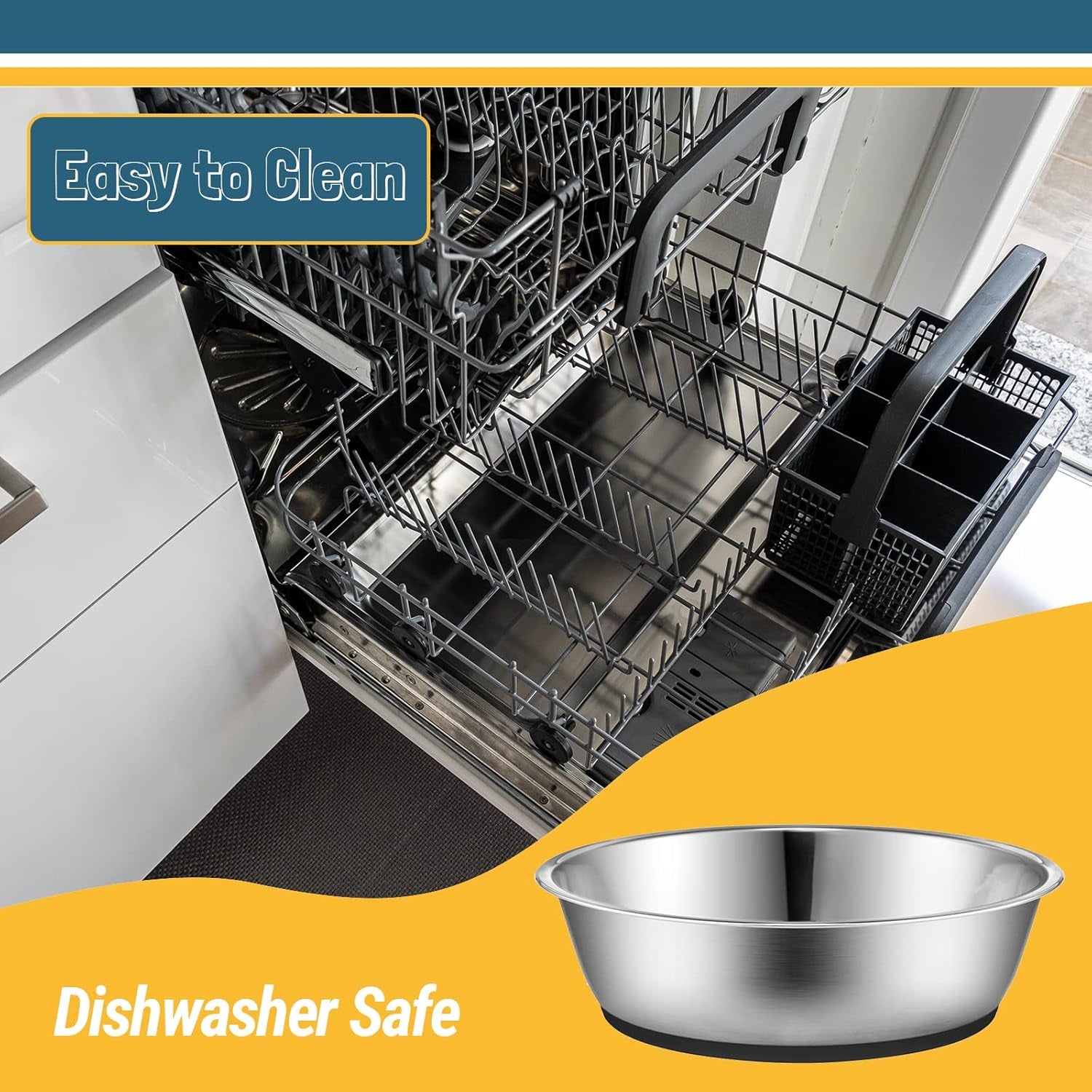 PEGGY11 Lightweight Stainless Steel Cat Bowls - 3 Cup, 2 Pack