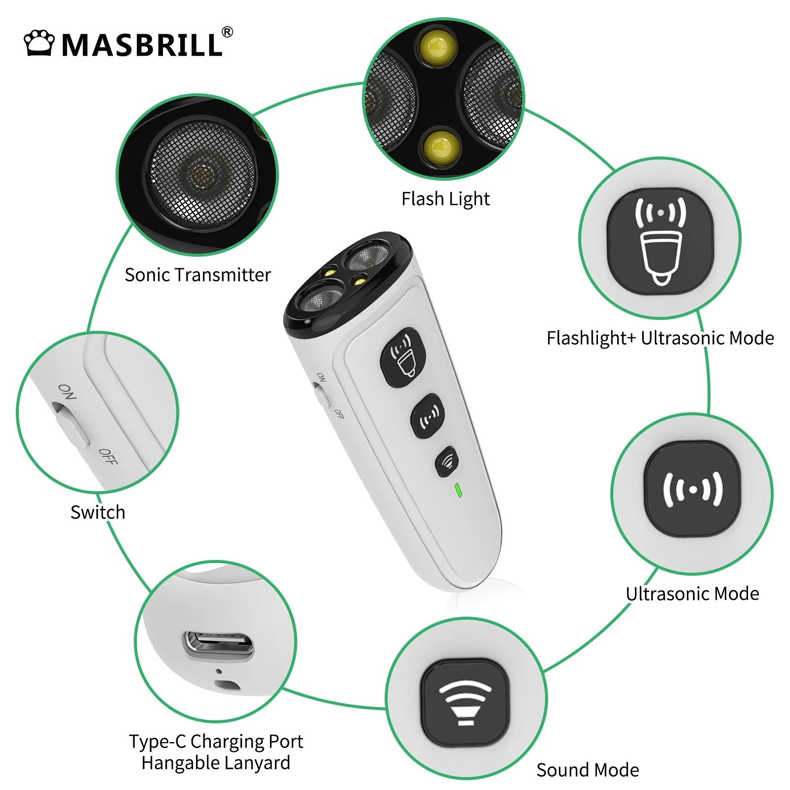 Ultrasonic anti Barking Device, Handheld Dog Bark Deterrent Device Stops Bad Behavior, Alternative to Painful Dog Shock Collar ,Grey