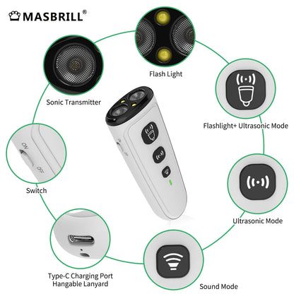 Ultrasonic anti Barking Device, Handheld Dog Bark Deterrent Device Stops Bad Behavior, Alternative to Painful Dog Shock Collar ,Grey