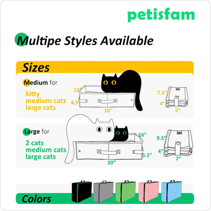 Petisfam Portable Cat Travel Litter Box. Easy Use in the Car. No Leakage, Smell and Messes. One-Handed Carrying for Road Trip, Hotel Stays, Car and Airplane