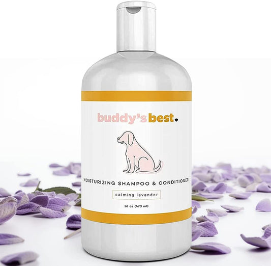 Buddy'S Best Dog Shampoo for Smelly Dogs - Skin-Friendly, Oatmeal Dog Shampoo and Conditioner for Dry and Sensitive Skin - Moisturizing Puppy Wash Shampoo, Calming Lavender Scent, 16Oz