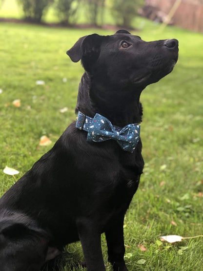 Elegant Little Tail Dog Collar with Bow, Cotton & Webbing, Bowtie Dog Collar, Adjustable Dog Collars for Small Medium Large Dogs and Cats