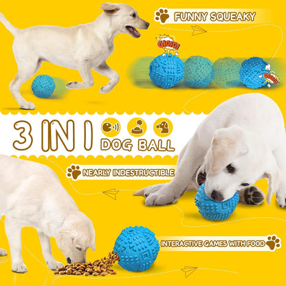 LEGEND SANDY Dog Balls Treat Dispensing Dog Toys for Aggressive Chewers Large Breed, Nearly Indestructible Squeaky Puppy Chew Toys for Largebreeds, Natural Rubber Doggie Puzzle Toys, Pet Treat Ball