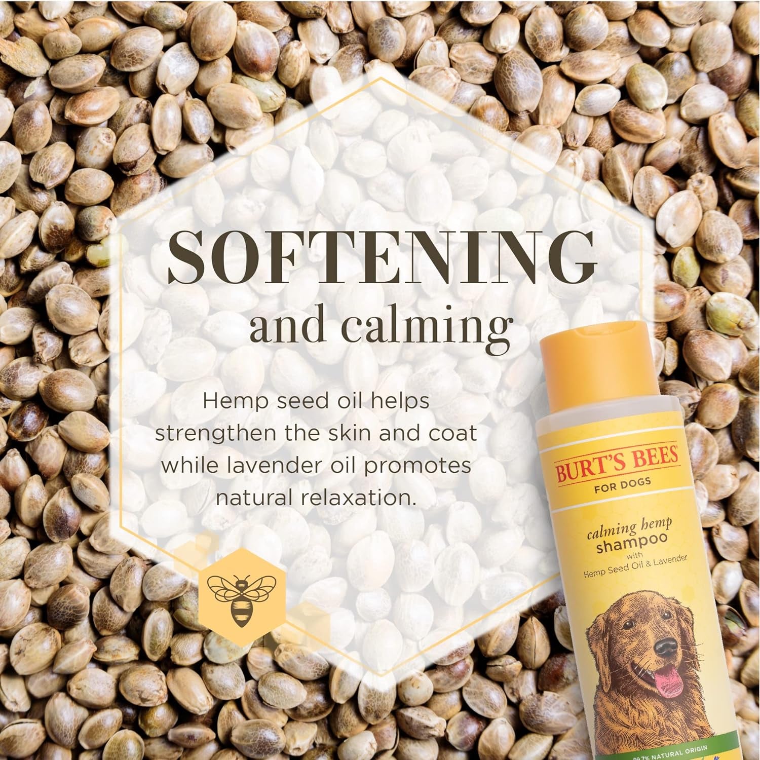 Burt'S Bees for Pets Calming Dog Shampoo with Hemp Seed Oil and Lavender - 95% Natural Origin Formula, Gentle and Best for Dogs, 16 Oz