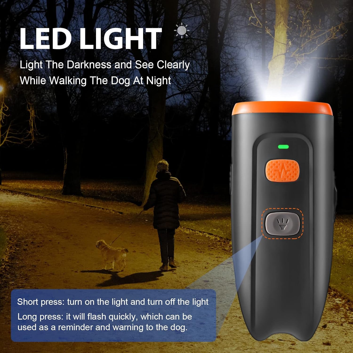 Ultrasonic Dog Barking Control Device, anti Barking Device Dog Barking Silencer with LED Light, 3 Training Modes Dog Bark Deterrent Devices 20Ft Range Dog Training & Behavior Aids W/Sos