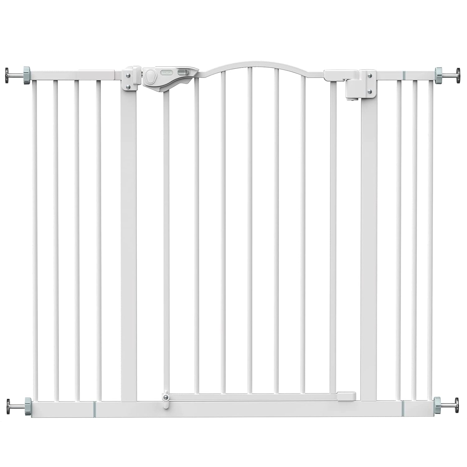 Innotruth 29-39.6" Baby Gate for Stairs, Auto Close Both Sides Dog Gate with One-Hand Opening, 30" Tall Safety Gates for Pets, Hallways, Bedrooms, Wall Pressure Mount No Drill, White