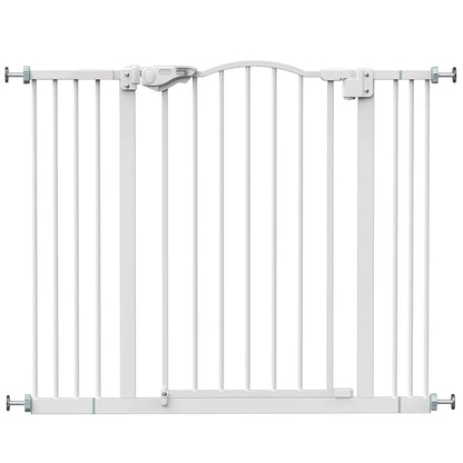 Innotruth 29-39.6" Baby Gate for Stairs, Auto Close Both Sides Dog Gate with One-Hand Opening, 30" Tall Safety Gates for Pets, Hallways, Bedrooms, Wall Pressure Mount No Drill, White