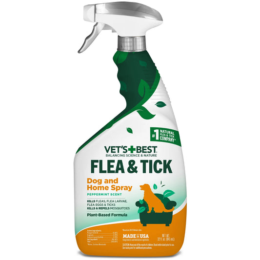Flea and Tick Home Spray for Dogs - Peppermint Scent - 32Oz.