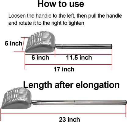 TOYPOPOR Stainless Steel Cat Litter Scoop 23 Inches Telescoping Litter Scoop with Long Handle Perfect Scooper for Cats and Dogs