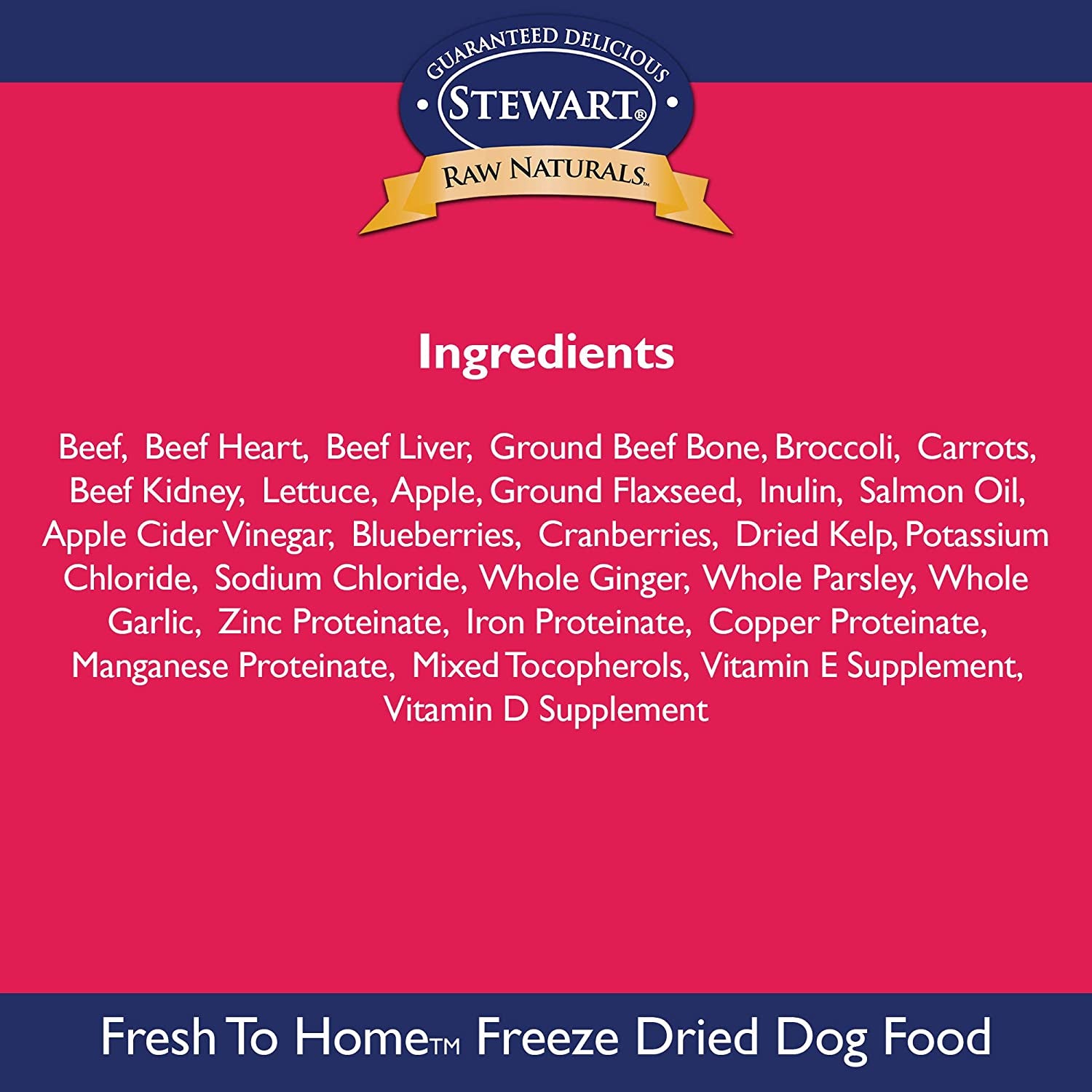 Stewart Raw Naturals Freeze Dried Dog Food Grain Free Made in USA with Beef, Fruits, & Vegetables for Fresh to Home All Natural Recipe, 24 Oz.