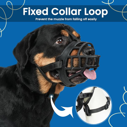 BARKLESS Dog Muzzle, Soft Basket Silicone Muzzle for Dogs, Best to Prevent Biting and Chewing, Breathable Cage Mouth Cover for Training, Allows Drinking and Panting, Used with Collar