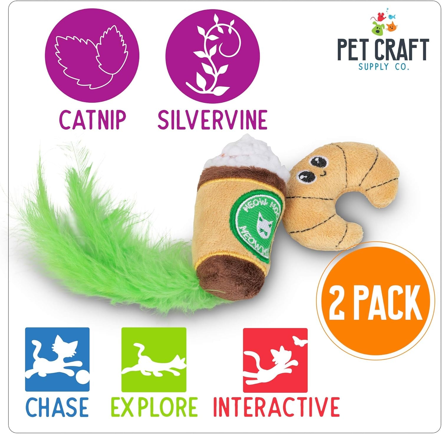 Pet Craft Supply Silly Snacks and Funny Food Crinkle Cuddling Catnip and Silvervine Interactive Cat Toys - Great for Indoor Cats, Kittens or Medium Breeds