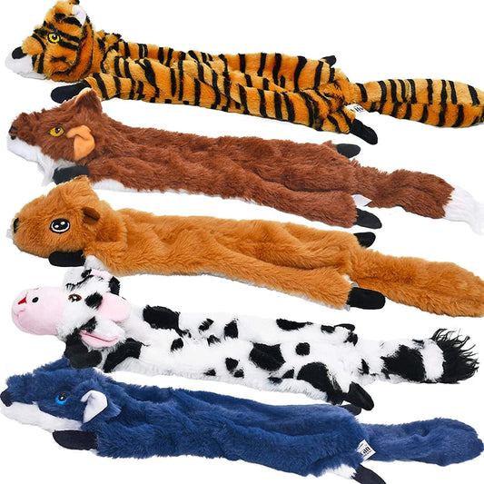 Dog Squeaky Toys 5 Pack Pet Crinkle Toy No Stuffing Animals Plush Dog Chew for Large and Medium Doggie Teething for Boredom