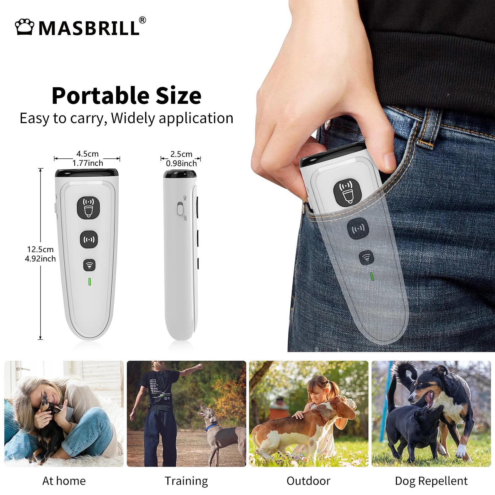 Ultrasonic anti Barking Device, Handheld Dog Bark Deterrent Device Stops Bad Behavior, Alternative to Painful Dog Shock Collar ,Grey