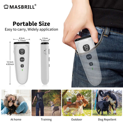 Ultrasonic anti Barking Device, Handheld Dog Bark Deterrent Device Stops Bad Behavior, Alternative to Painful Dog Shock Collar ,Grey