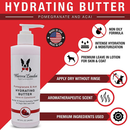 Warren London - Hydrating Butter for Dogs Skin & Coat,8 Oz,Pomegranate & Acai