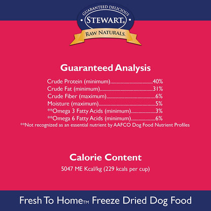 Stewart Raw Naturals Freeze Dried Dog Food Grain Free Made in USA with Beef, Fruits, & Vegetables for Fresh to Home All Natural Recipe, 24 Oz.